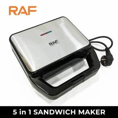 RAF 5 in 1 Sandwich Maker, Waffle Maker, Panini Grill, Doughnut, Patterned Sandwich R.555