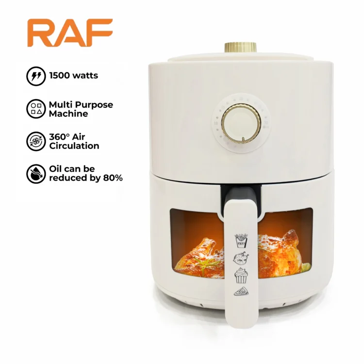 RAF Air Fryer 4 Liter R.5332 with ClearCook Window - Bake, Cook, Roast, Crisp, Reheat - 1500W (WHITE)