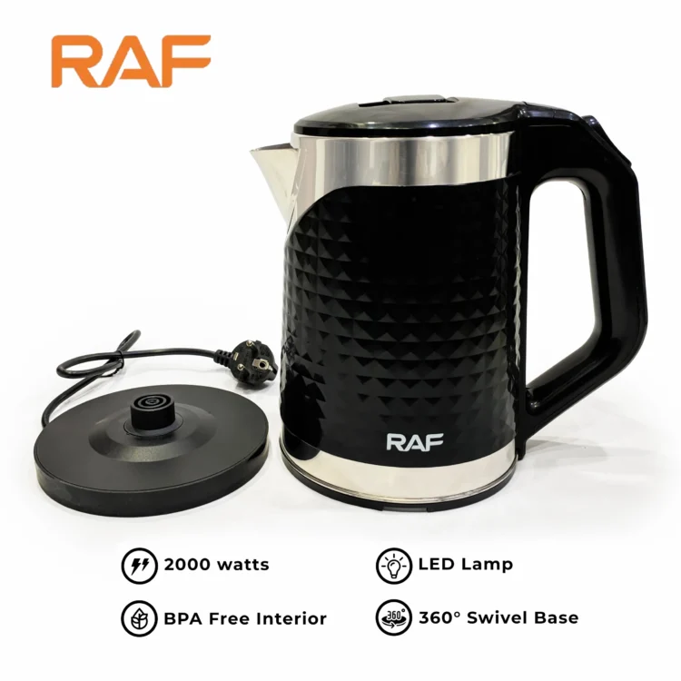 RAF R.7875 Automatic Electric Kettle Stainless Steel - Black